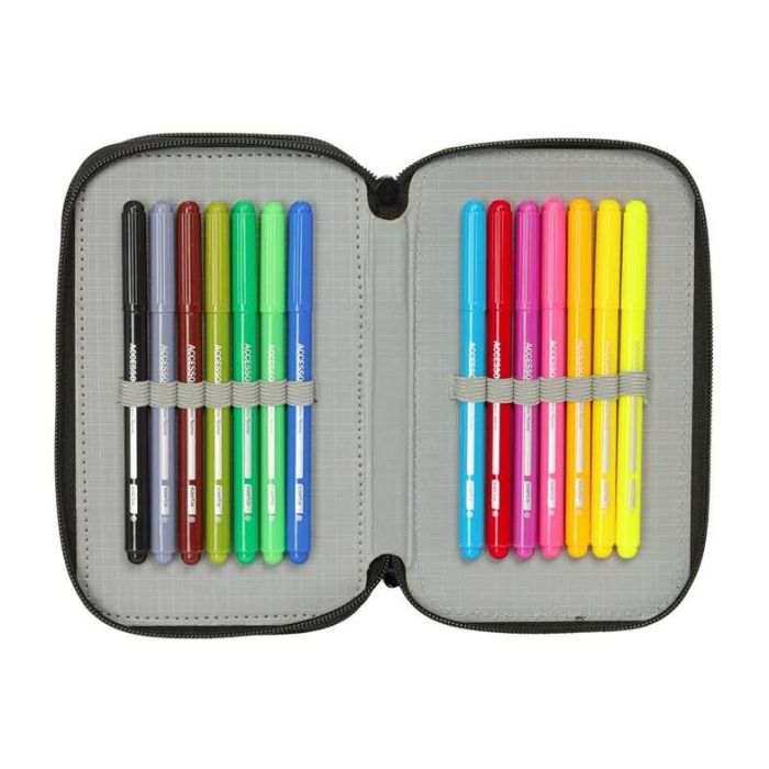 Estuche Escolar con Accesorios Spider-Man Attack Negro 12,5 x 19,5 x 5,5 cm 37 Piezas 4