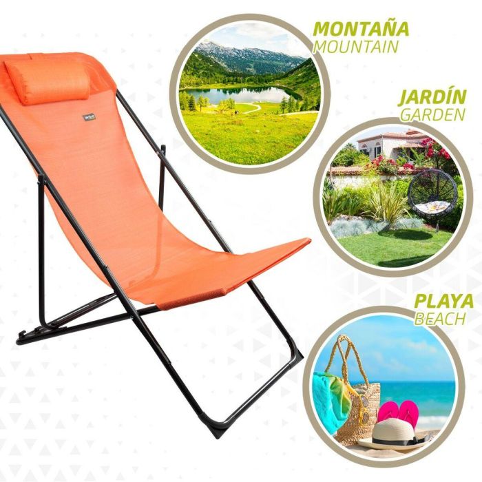 Tumbona reclinable Aktive Naranja 53 x 87 x 78 cm (4 Unidades) 2