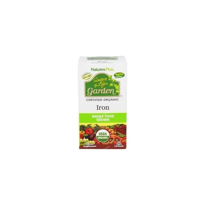 NATURES PLUS Garden Source Of Life Iron Hierro 30 Cápsulas. Suplemento Vegano para Formación Glóbulos Rojos e Inmunidad