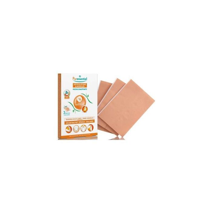 Puressentiel Parche Articulaciones y Músculos con Calor, 14 AE, Capsicum, Alivio 8h, Pack 3 unidades