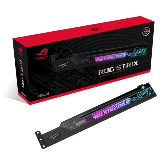 ASUS ROG-STRIX-HOLDER Soporte Tarjeta Gráfica Universal con Iluminación RGB Direccionable para PC Gaming (330mm) 2