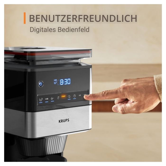 Krups KM8428 Cafetera de Filtro Programable Aroma Partner, 1.5L, Molinillo Integrado, para Granos y Café Molido, 1000W, Color Negro 7