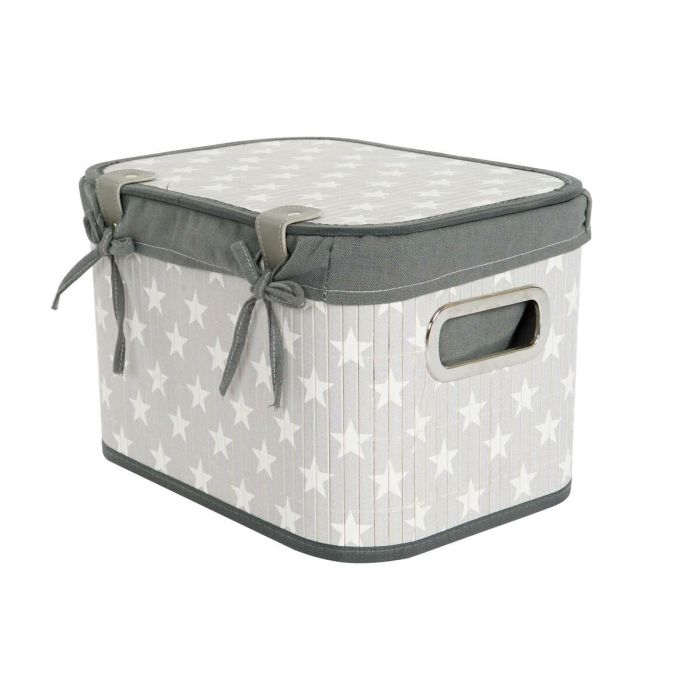 Juego de Cestas DKD Home Decor Blanco Gris Bambú Madera MDF Estrellas 51 x 35 x 33 cm 3