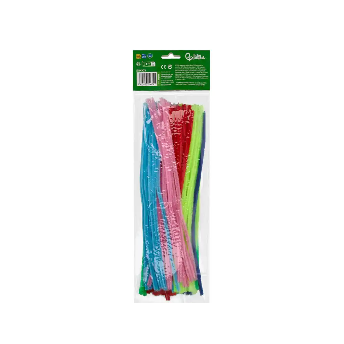 Liderpapel Limpiapipas Chenilla Colores Mate Surtidos 30 cm Bolsa 100 Unidades 2