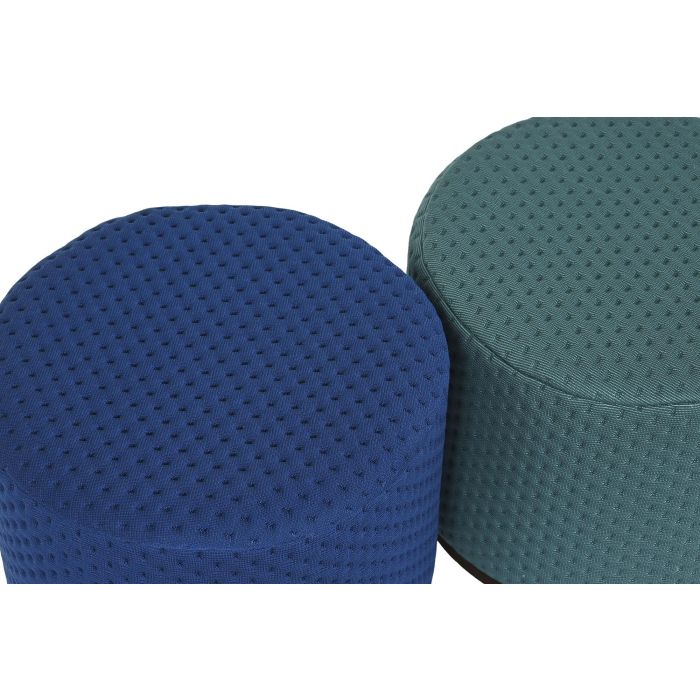 DKD Home Decor Reposapiés Atlantico Viridian (Verde Azulado) Azul Marino Poliéster Madera 30 x 30 x 30 cm (2 Unidades) 1