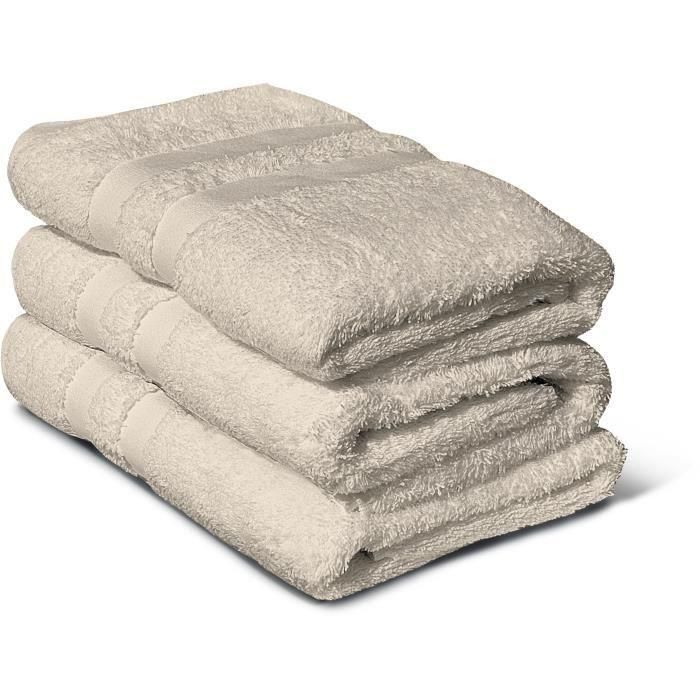 Juego de 3 toallas - LOVELY HOME - 3 Toallas 50x100 cm - Beige