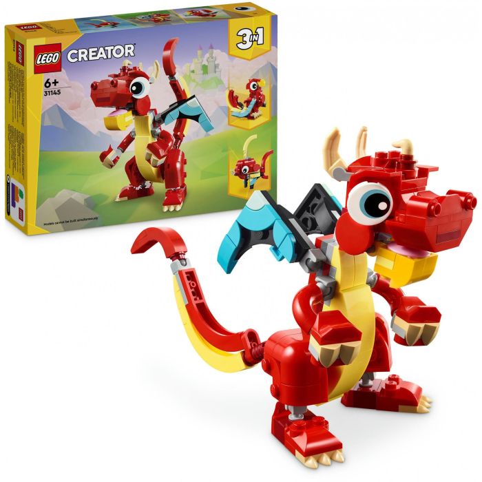 LEGO 31145 Dragón Rojo 3 en 1 Creator Set de Construcción de Animales Articulado Fénix Pez Juguete para Niños 12 LEGO 31145 Dragón Rojo 3 en 1 Creator Set de Construcción de Animales Articulado Fénix Pez Juguete para Niños 12
