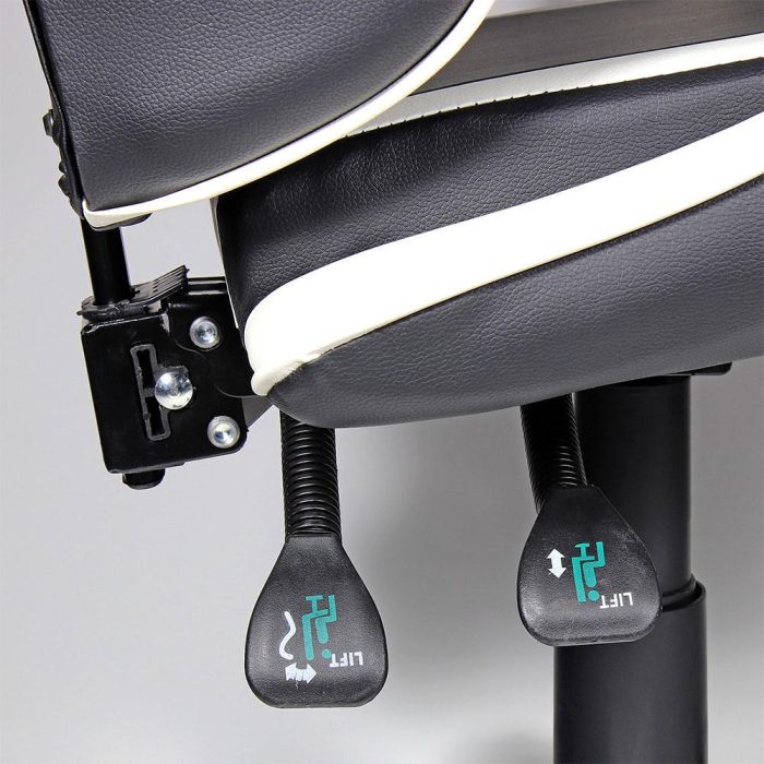 Edm Silla Gaming Ergonómica Negra y Blanca, Altura Regulable, Reclinable 90-135°, Soporte Lumbar, 150kg Máximo 4