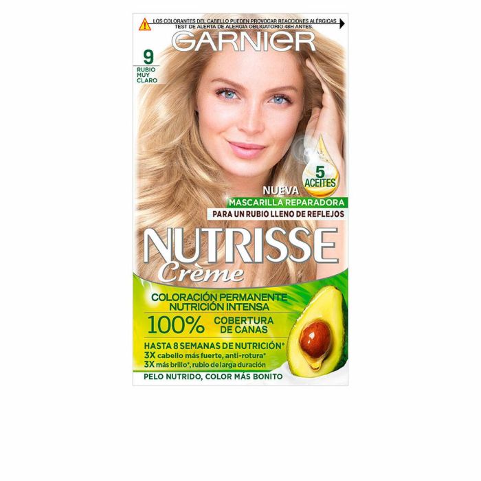 Coloración Permanente en Crema Garnier Nutrisse Nº 9.0-rubio muy claro (3 Unidades) Coloración Permanente en Crema Garnier Nutrisse Nº 9.0-rubio muy claro (3 Unidades)