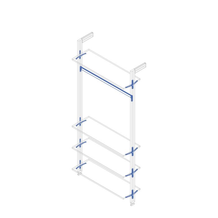 Emuca Kit de soportes para 4 estantes de madera y 1 barra de colgar de longitud 1m Zero, Aluminio y Zamak y Plástico, Pintado color gris piedra 8 Emuca Kit de soportes para 4 estantes de madera y 1 barra de colgar de longitud 1m Zero, Aluminio y Zamak y Plástico, Pintado color gris piedra 8
