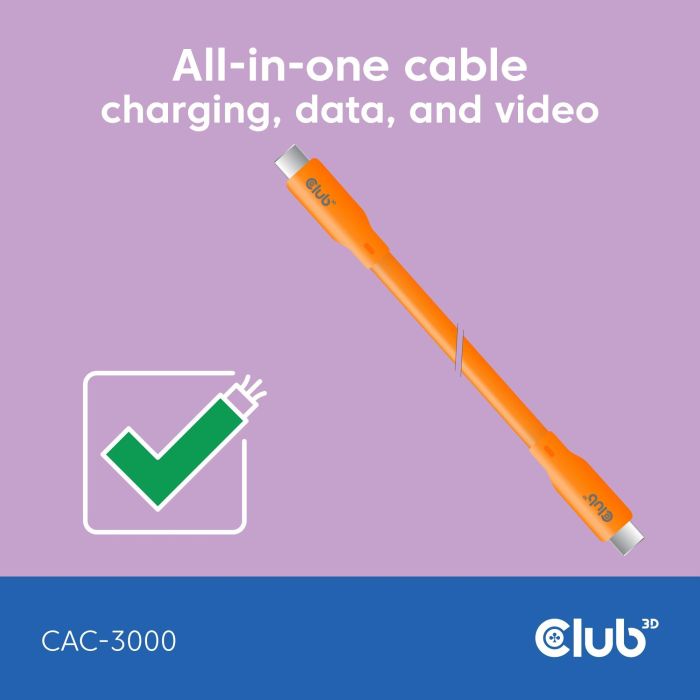 Club3D 240W.20Gbps Cable USB-C Lifestyle PD 240W 20Gbps 2m Naranja St/St 2 Club3D 240W.20Gbps Cable USB-C Lifestyle PD 240W 20Gbps 2m Naranja St/St 2