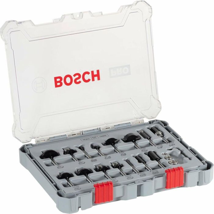 Bosch 2 607 017 471 Juego de Fresas Mixtas 6mm Vástago – 15 Piezas con Diámetros Variados y Estuche de Transporte 11