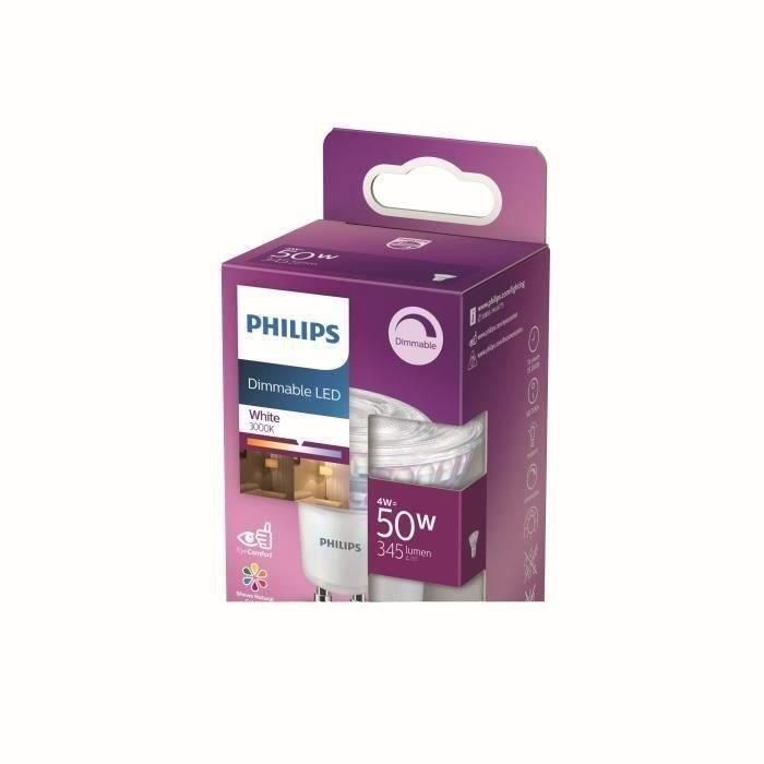 Philips Bombilla LED Equivalente 50W GU10, Regulable, Vidrio, Juego de 2 Philips Bombilla LED Equivalente 50W GU10, Regulable, Vidrio, Juego de 2