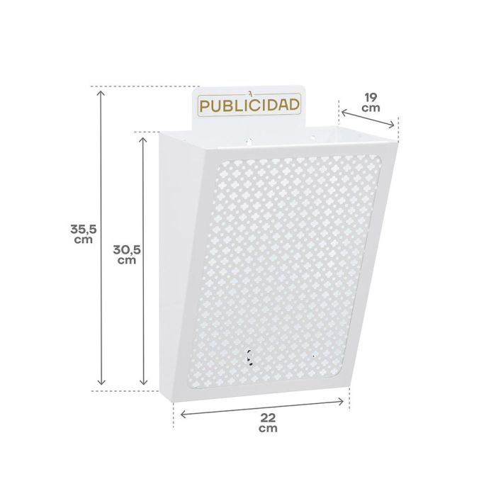 Arregui e2304 Cesta de publicidad clásica de acero blanca para exterior, 7,5 L, 22 x 19 x 35,5 cm 1