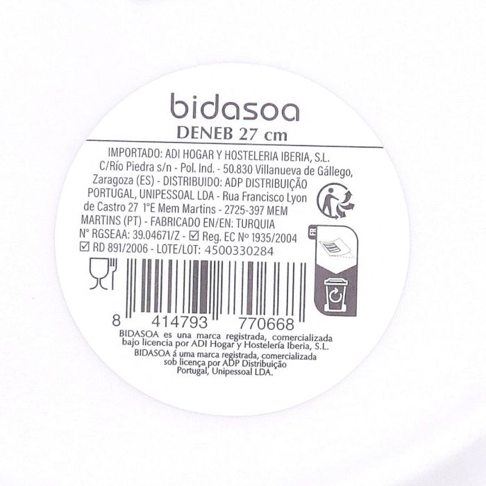 Plato Llano Porcelana Deneb Hydrozero Bidasoa 27 cm 5 Plato Llano Porcelana Deneb Hydrozero Bidasoa 27 cm 5
