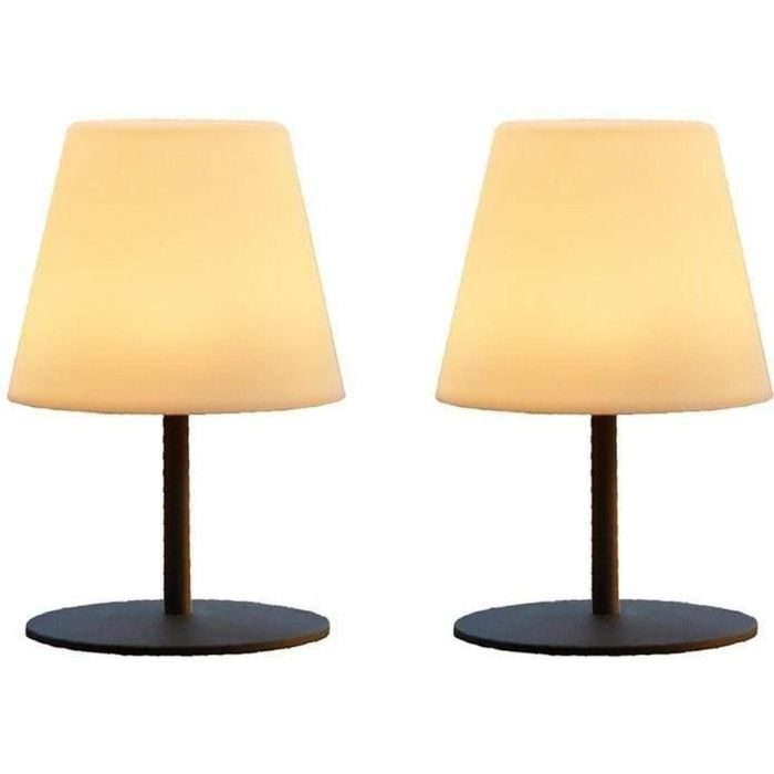 Lumisky LUM3666162000851 Pack de 2 Lámparas de Mesa Inalámbricas TWINS, 16 cm, Base Acero Gris, LED Blanco Cálido y Blanco