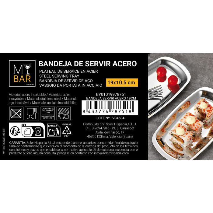 # -96- Bandeja Servir Acero 19Cm My Bar (24 Unidades) 4 # -96- Bandeja Servir Acero 19Cm My Bar (24 Unidades) 4