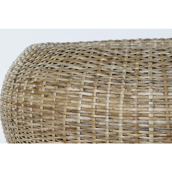 DKD Home Decor Mesa Centro Balines Ratan y Cristal Natural 82 x 48 x 82 cm 2