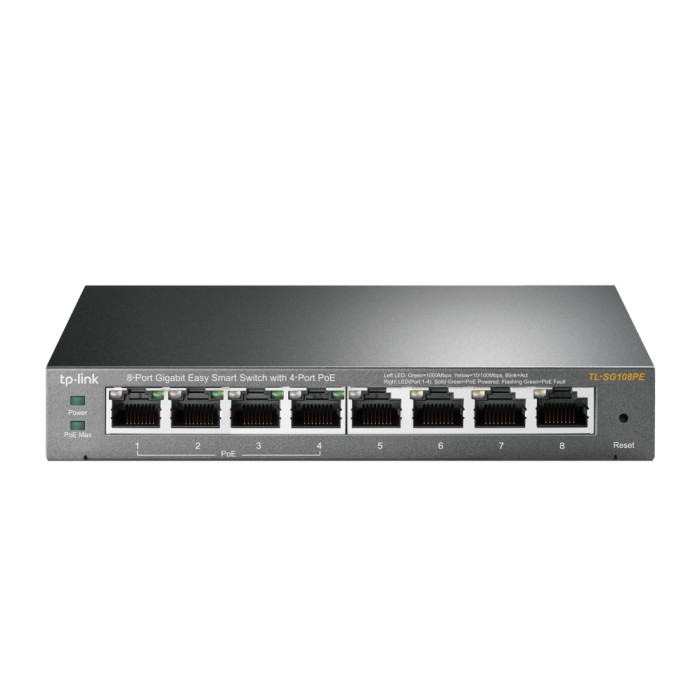 TP-LINK TL-SG108PE No administrado Gigabit Ethernet (10/100/1000) Energía sobre Ethernet (PoE) Negro TP-LINK TL-SG108PE No administrado Gigabit Ethernet (10/100/1000) Energía sobre Ethernet (PoE) Negro