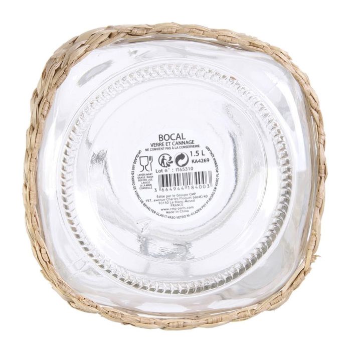 Home Deco Factory Bote Cristal 1,5 L Colección Mirage Vidrio Caña Cierre Mecánico 1