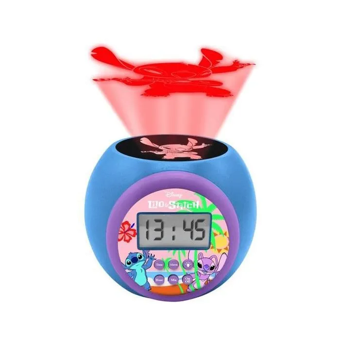 Lexibook Reloj Despertador Proyector Disney Stitch RL977D con Luz de 3 Colores 2