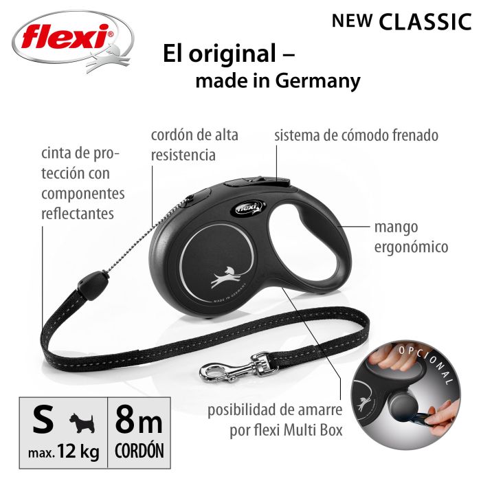 Correa Flexi New Classic S Cordón 8M Negro 1 Correa Flexi New Classic S Cordón 8M Negro 1