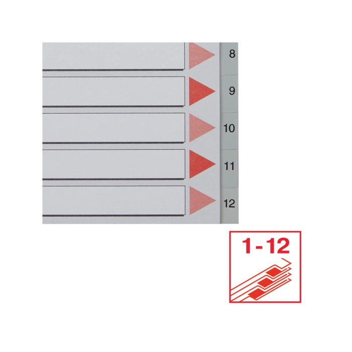 Esselte Separador Numerico 1-12 Cartulina Folio Juego de 12 Separadores Multitaladro 4