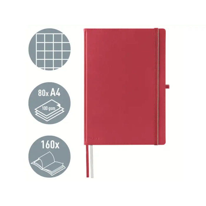 Leitz Cuaderno A4 Tapa Dura Encolado Completo 80 Hojas Cuadro 5 Mm Color Rojo 1