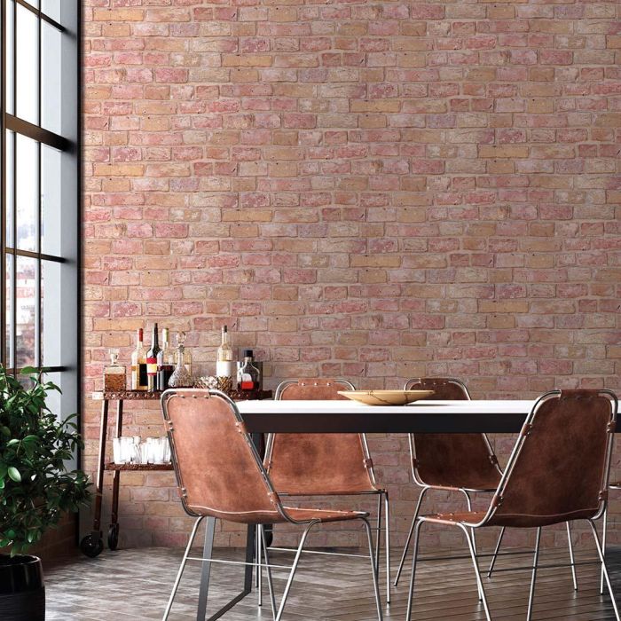 Ich 2603 - 6 Rollo Papel Pintado TNT Imitación Ladrillo Rojo Alta Calidad 0,53 x 10 m Fabricado en España 1