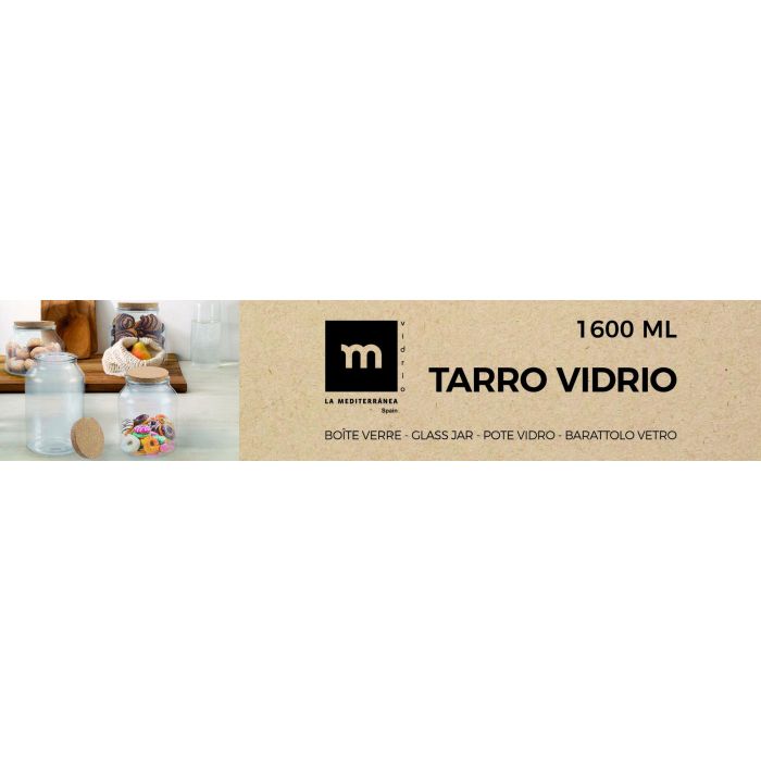 Tarro de vidrio con tapón de corcho 1600 ml - La Mediterranea (8 Unidades) 1 Tarro de vidrio con tapón de corcho 1600 ml - La Mediterranea (8 Unidades) 1