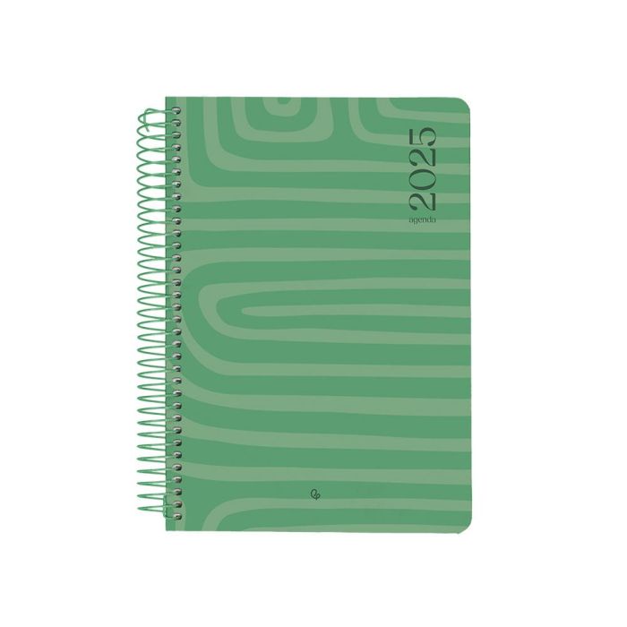 Agenda Espiral Liderpapel Syros A5 2025 Dia Pagina Color Verde Papel 60 gr 1