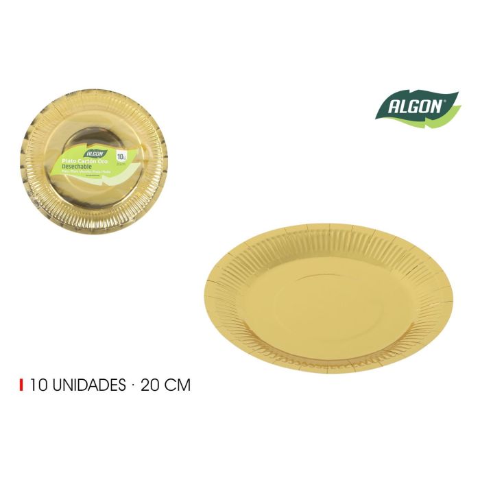 Set de 10 platos de cartón oro rojo 20 cm Algon (18 Unidades) Set de 10 platos de cartón oro rojo 20 cm Algon (18 Unidades)