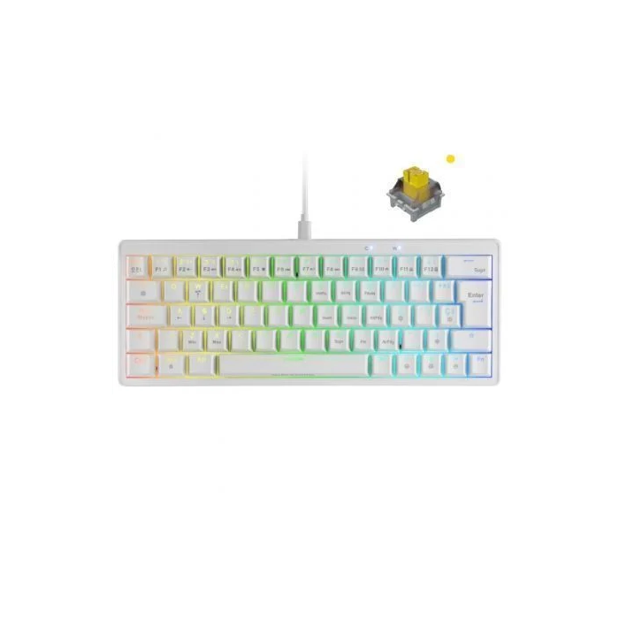 Mars Gaming Teclado Mecánico MKMINIPROWYES 60% Switch Amarillo Blanco