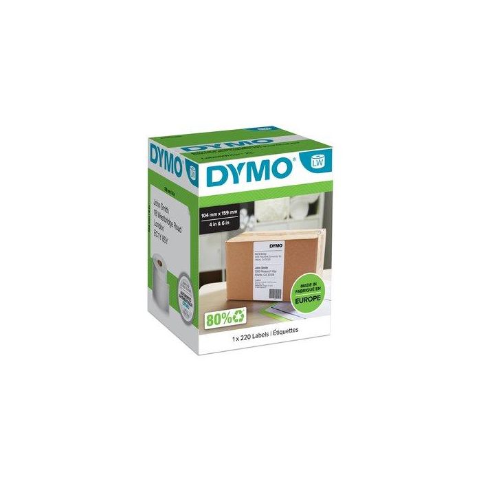 Dymo Etiquetas de Transferencia Térmica LabelWriter, Negro sobre Blanco, 104 mm x 159 mm, Rollo de 220 Unidades