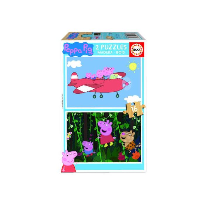 Educa Borrás 17157 Puzzle Madera Peppa Pig 2x16 Piezas Juego Educativo Niña Niño 3 Años Multicolor