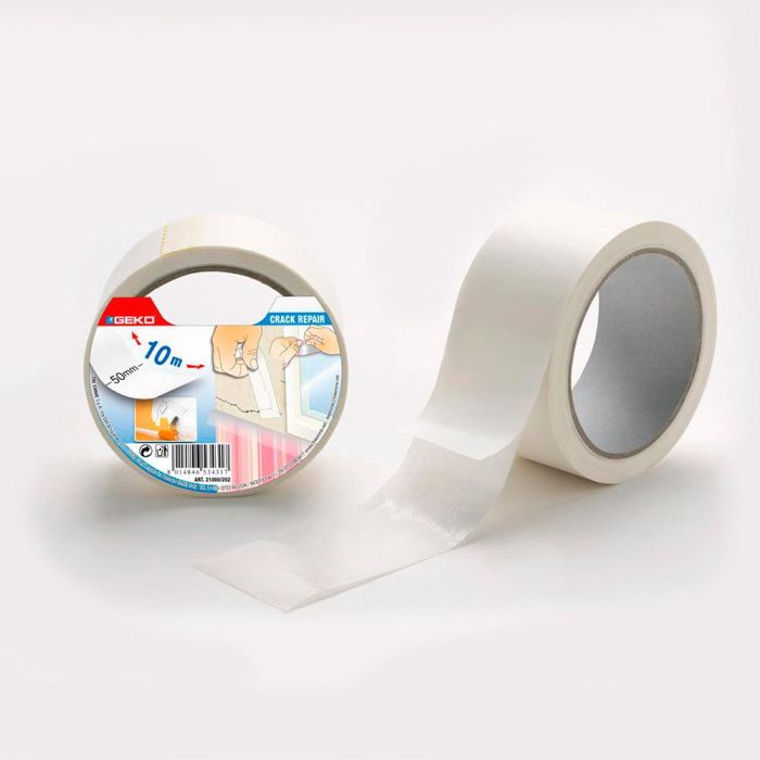 Geko Cinta adhesiva tapagrietas 50mm x 10m blanco papel 0 Geko Cinta adhesiva tapagrietas 50mm x 10m blanco papel 0