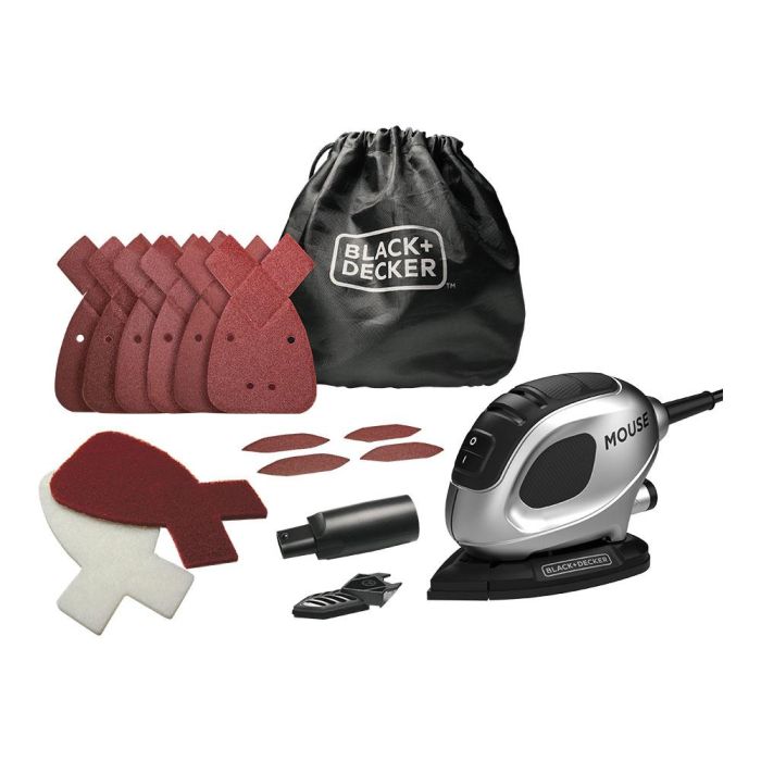 Black+Decker Lijadora de Detalle Mouse BEW230SBC-QS Silver Edition 55W 1