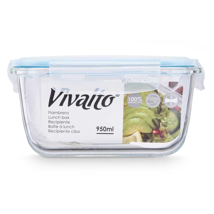Fiambrera Borosilicato Hermetica 950Ml Vivalto 18X9CM (12 Unidades) 2 Fiambrera Borosilicato Hermetica 950Ml Vivalto 18X9CM (12 Unidades) 2