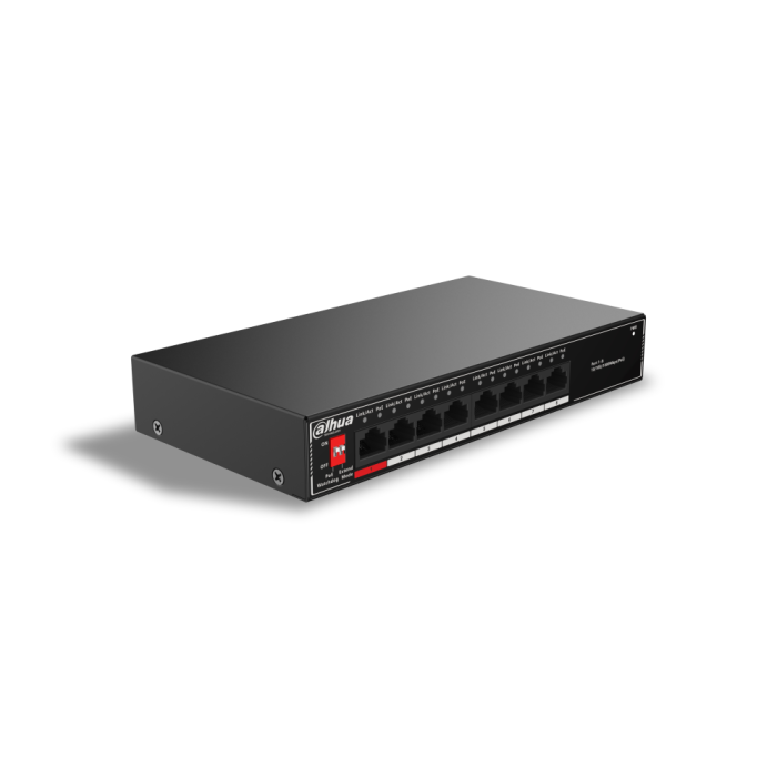 Dahua Technology SG1008P Switch PoE No Administrado 8 Puertos Gigabit Ethernet, Presupuesto 96W, 20 Gbit/s Conmutación