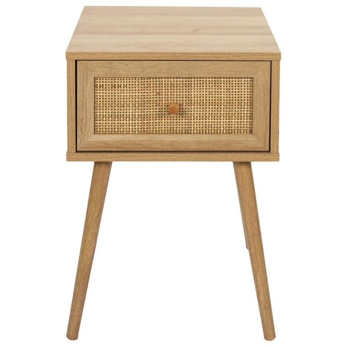 Home Deco Factory Mesita de Noche con Cajón Bali Colección Natural Madera y Ratán 39x39x55.4 cm 1