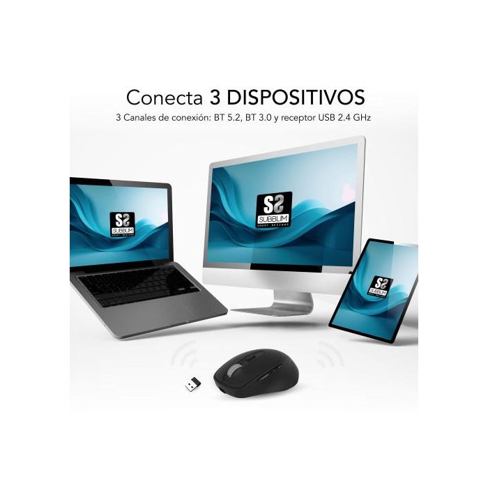 SUBBLIM COMFORT ERGO DUAL MOUSE BATTERY BLACK 2 SUBBLIM COMFORT ERGO DUAL MOUSE BATTERY BLACK 2