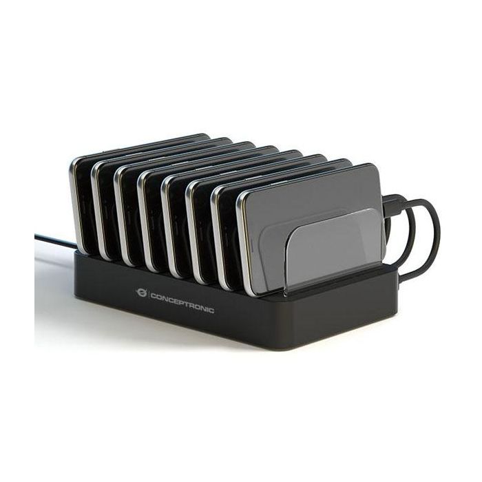 Conceptronic OZUL02B Estación de Carga 75W USB-C PD, 6x USB-A, Carga Rápida para Apple Watch, Nintendo Switch, iPad, iPhone, Samsung 3
