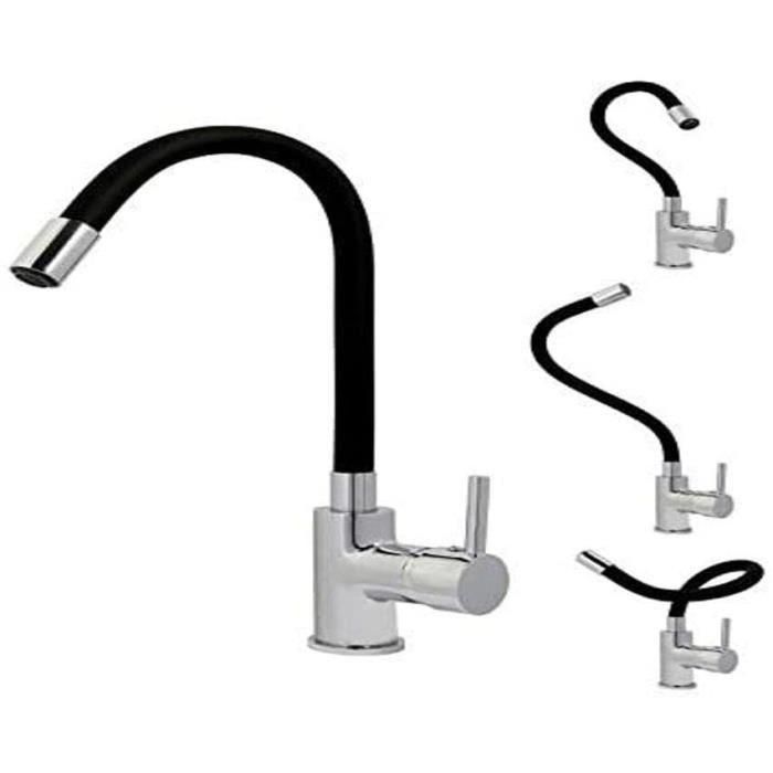 ROUSSEAU Grifo de cocina mezclador Køben - Sin ducha - Forma de memoria - Gris y negro 5 ROUSSEAU Grifo de cocina mezclador Køben - Sin ducha - Forma de memoria - Gris y negro 5