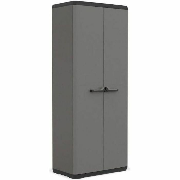 Kis Armario de Almacenamiento Alto Più con Cerradura, 3 Estantes Ajustables, Gris Antracita y Negro - 68x39x166 cm