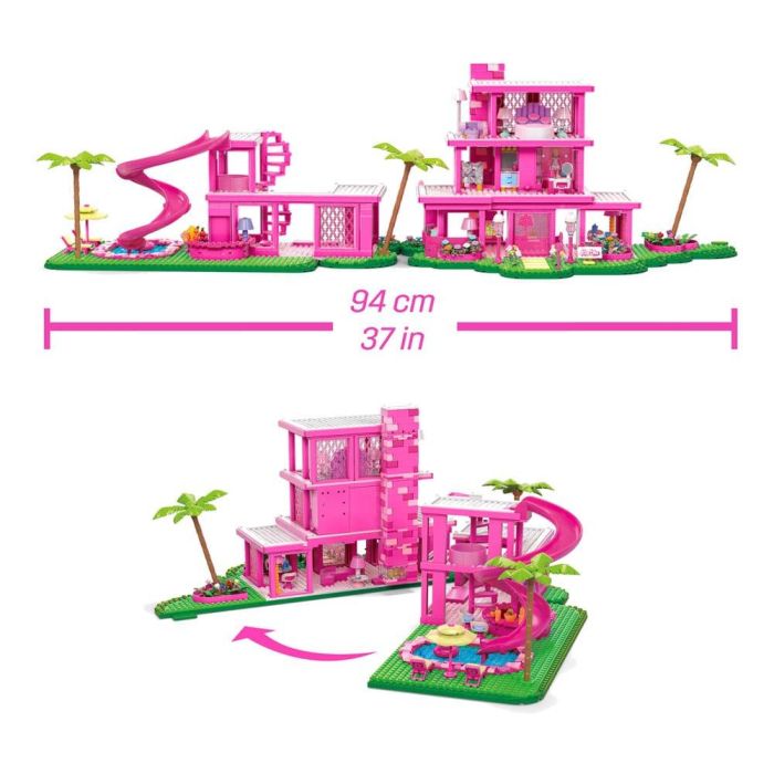 Mattel Mega Construx Figura Barbie The Dreamhouse Mansión de Construcción con 1795 Piezas para Coleccionistas y Fans de la Película 3