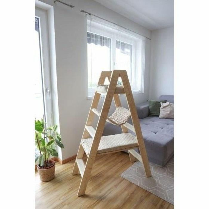 Rascador para gatos 134 cm - ESCALERA - KERBL - Madera maciza - 3 opciones de descanso 3