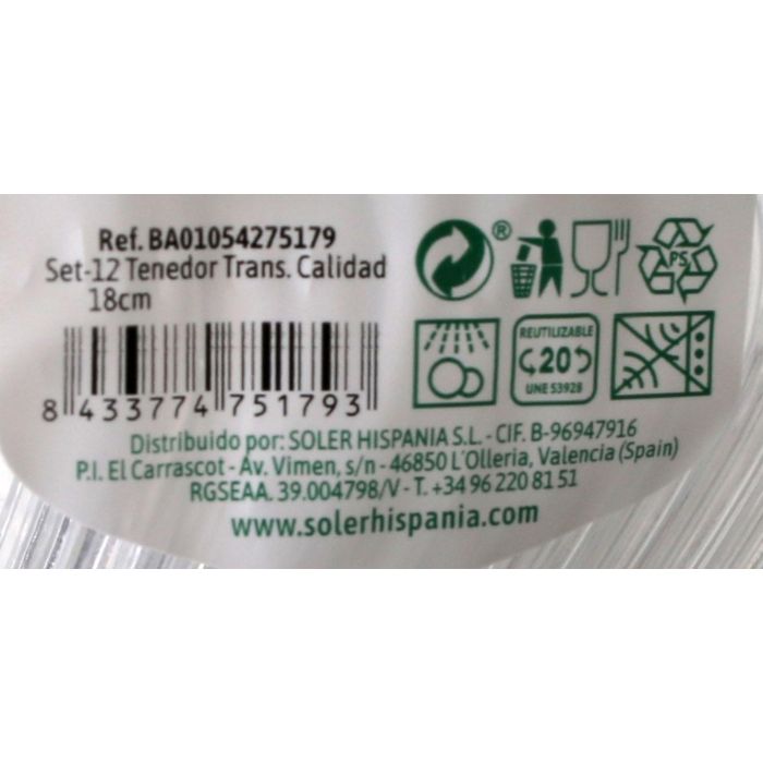 Algon Set de 12 Tenedores Transparentes de 18 cm (36 Unidades) 3