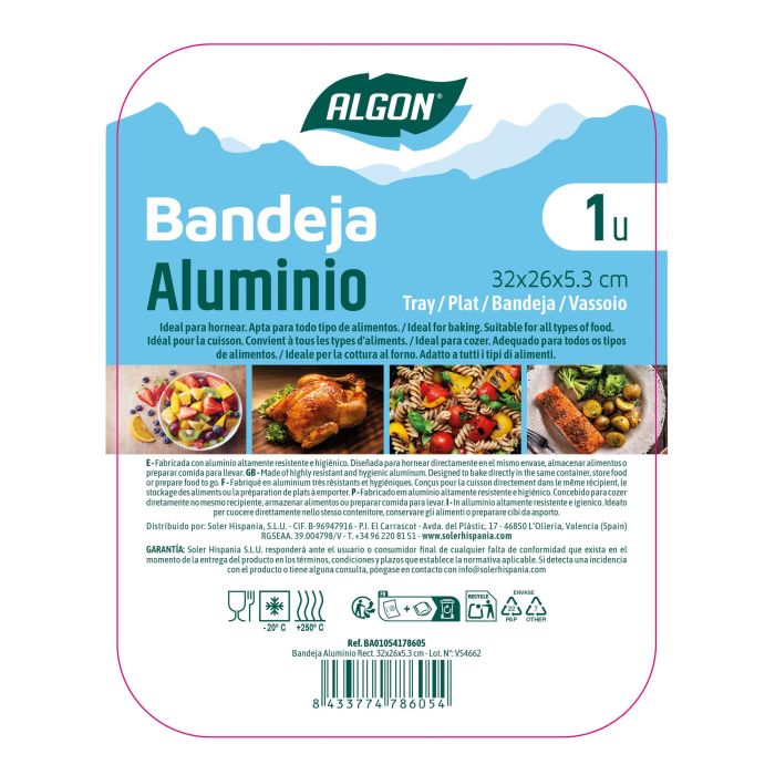 Bandeja de Aluminio Rectangular 32x26x5.3 cm Algon - Inde (24 Unidades) 4 Bandeja de Aluminio Rectangular 32x26x5.3 cm Algon - Inde (24 Unidades) 4