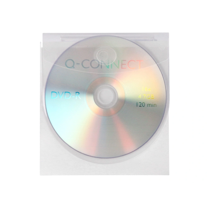 Q-connect Funda Autoadhesiva para CD/DVD de Polipropileno Transparente con Solapa - Pack 10 Unidades - Almacenamiento y Conservación de Discos 4