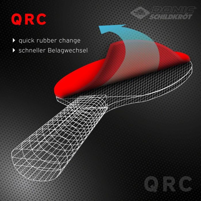 Schildkröt 758221 - Raqueta de Tenis de Mesa 100% Carbono con Goma Liga QRC - Talla Única 8
